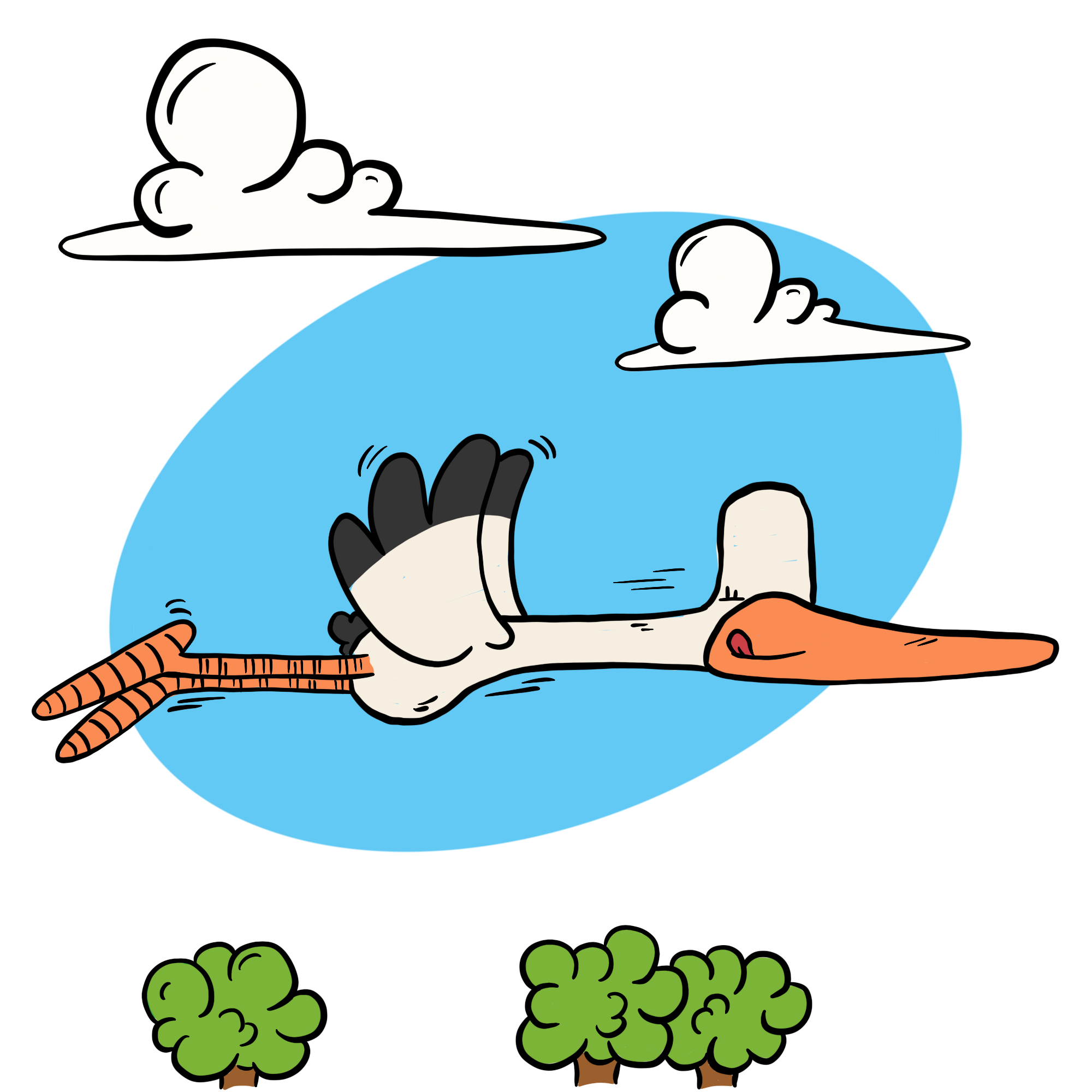 Storch der fliegt durch die Luft