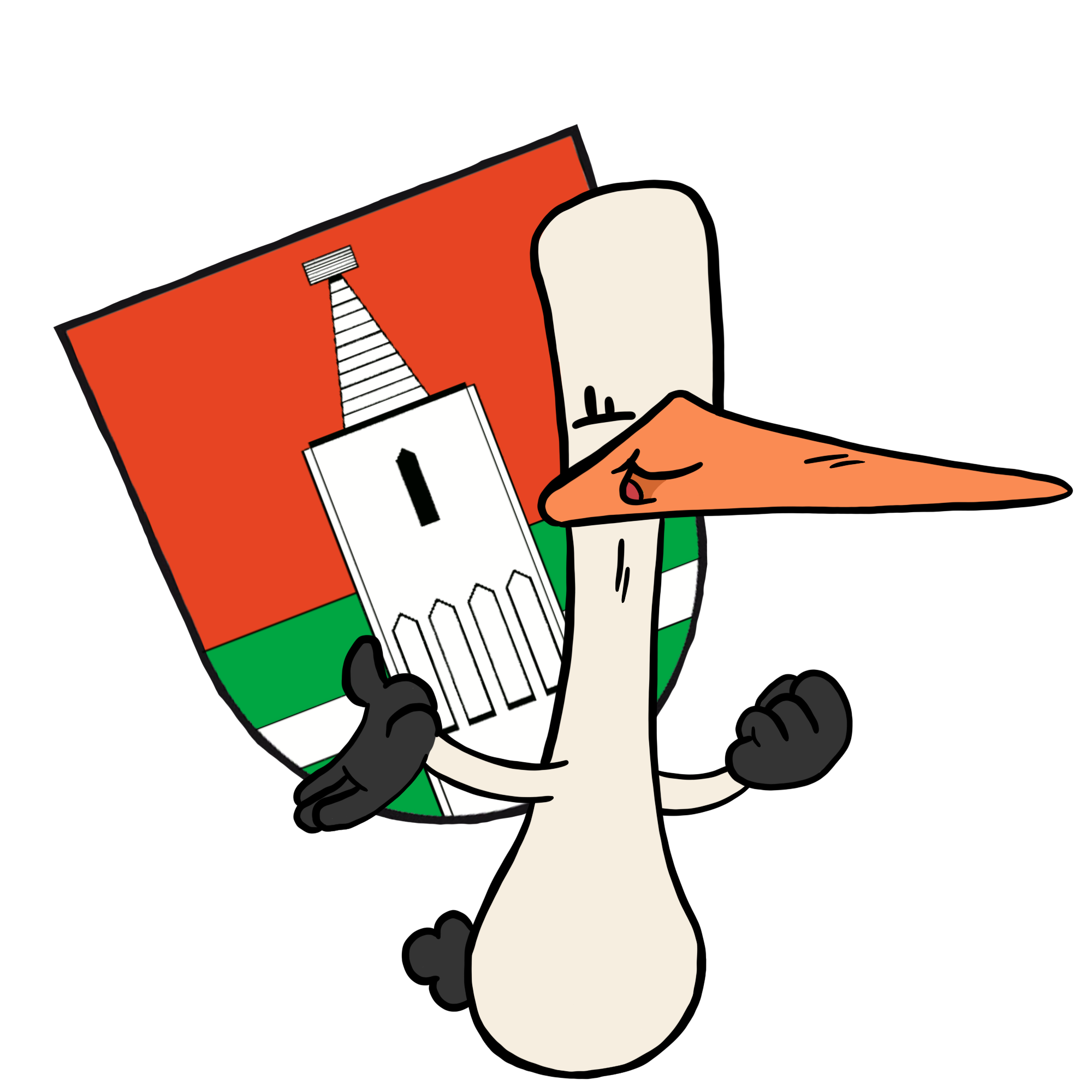 Storch mit dem Wappen von Altlandsberg