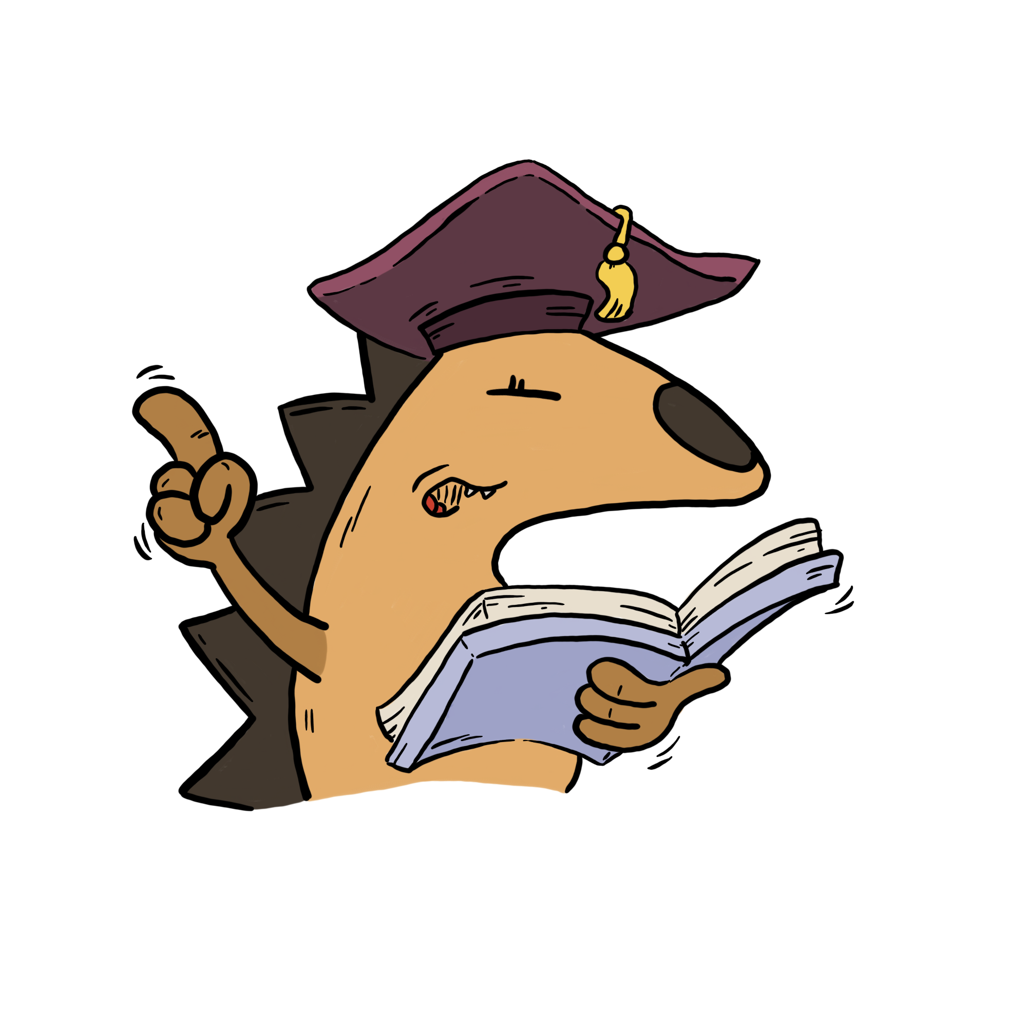 Igel mit Hut und Buch
