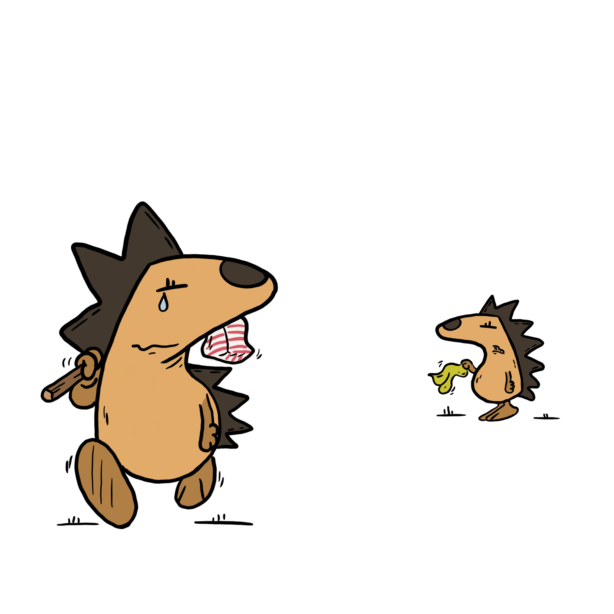 Igel verlässt Igelmutter