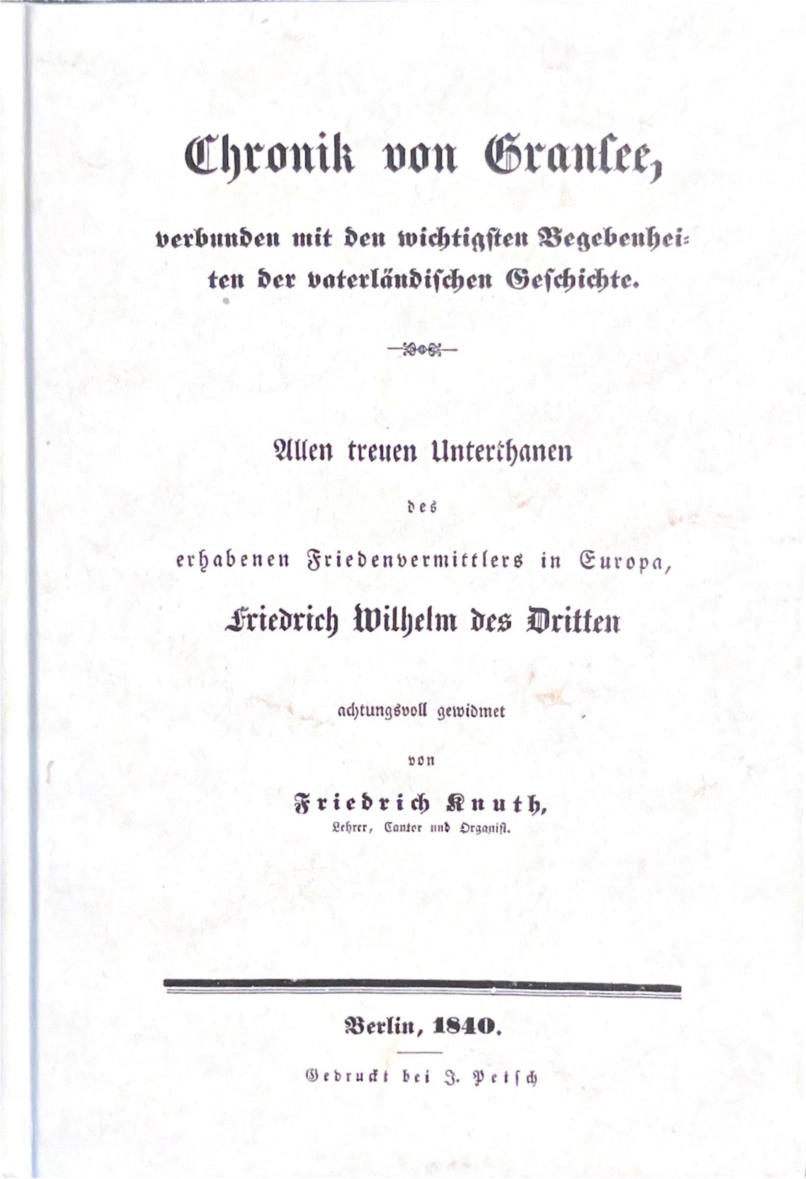 Gransee Chronik Friedrich Knuth